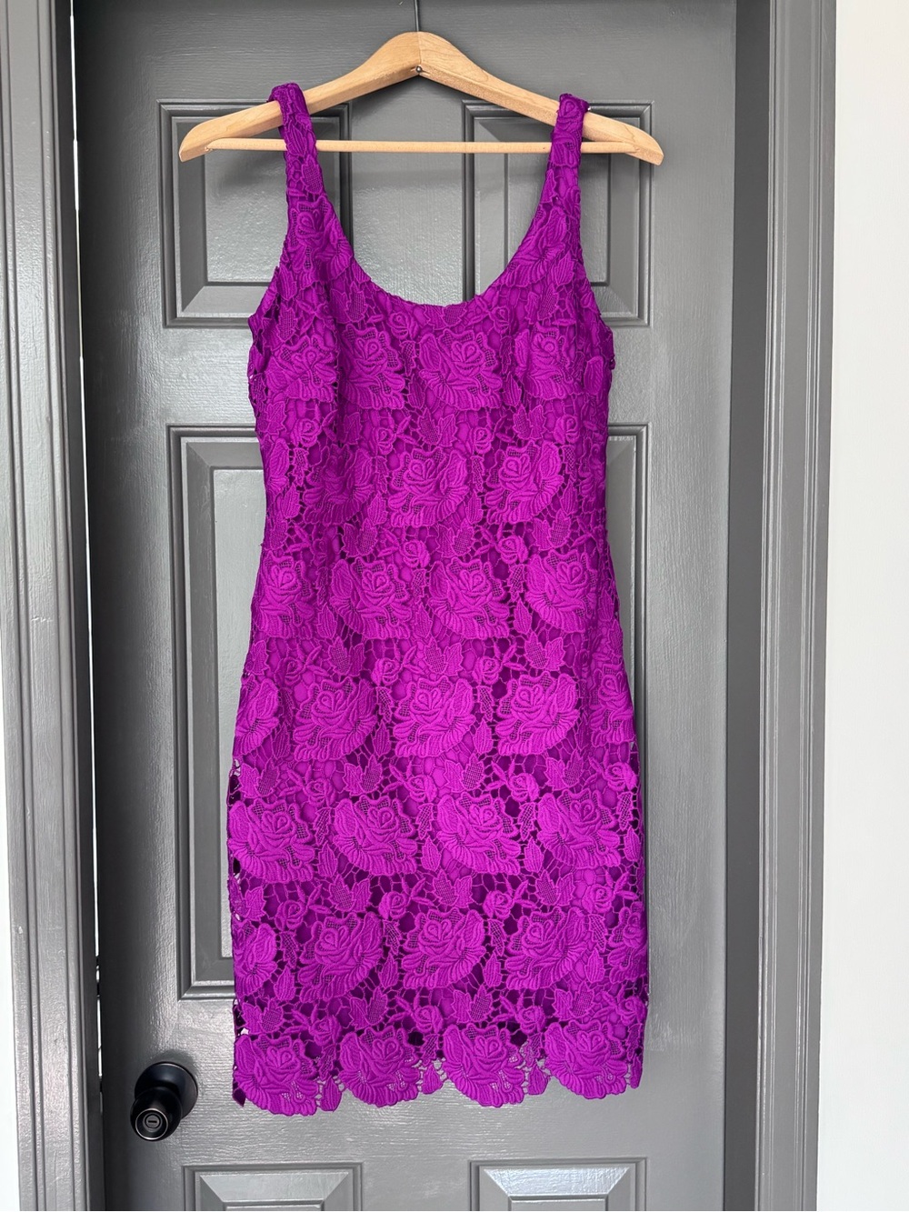 Lauren Ralph Lauren Magenta fuchsia pink Floral Lace Midi Dress - Picture 1 of 5